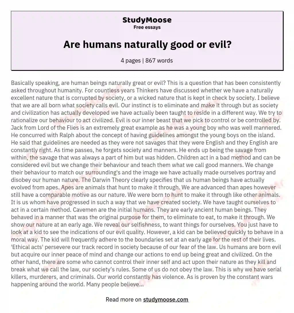 human nature good or evil essay