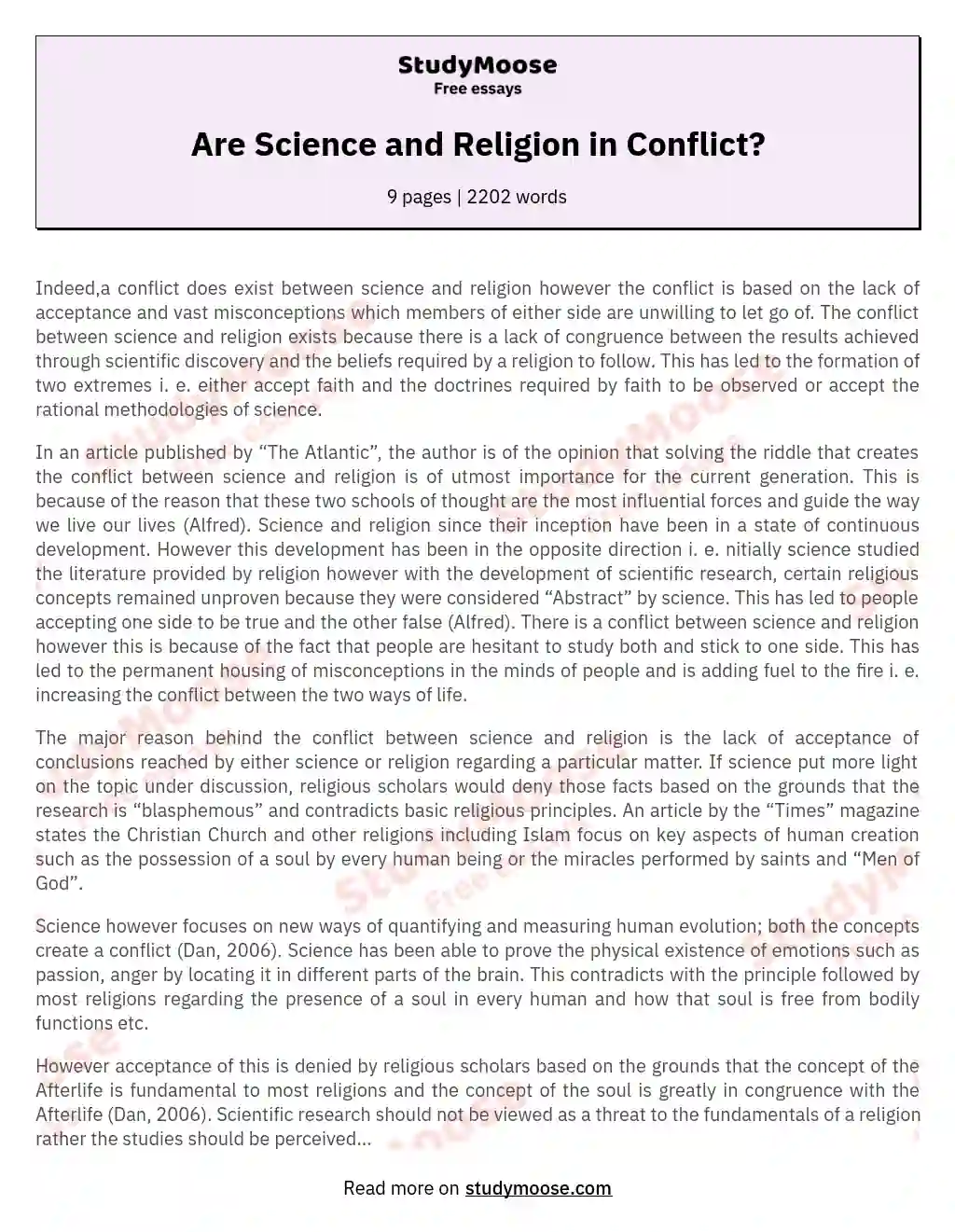 Are Science and Religion in Conflict?
