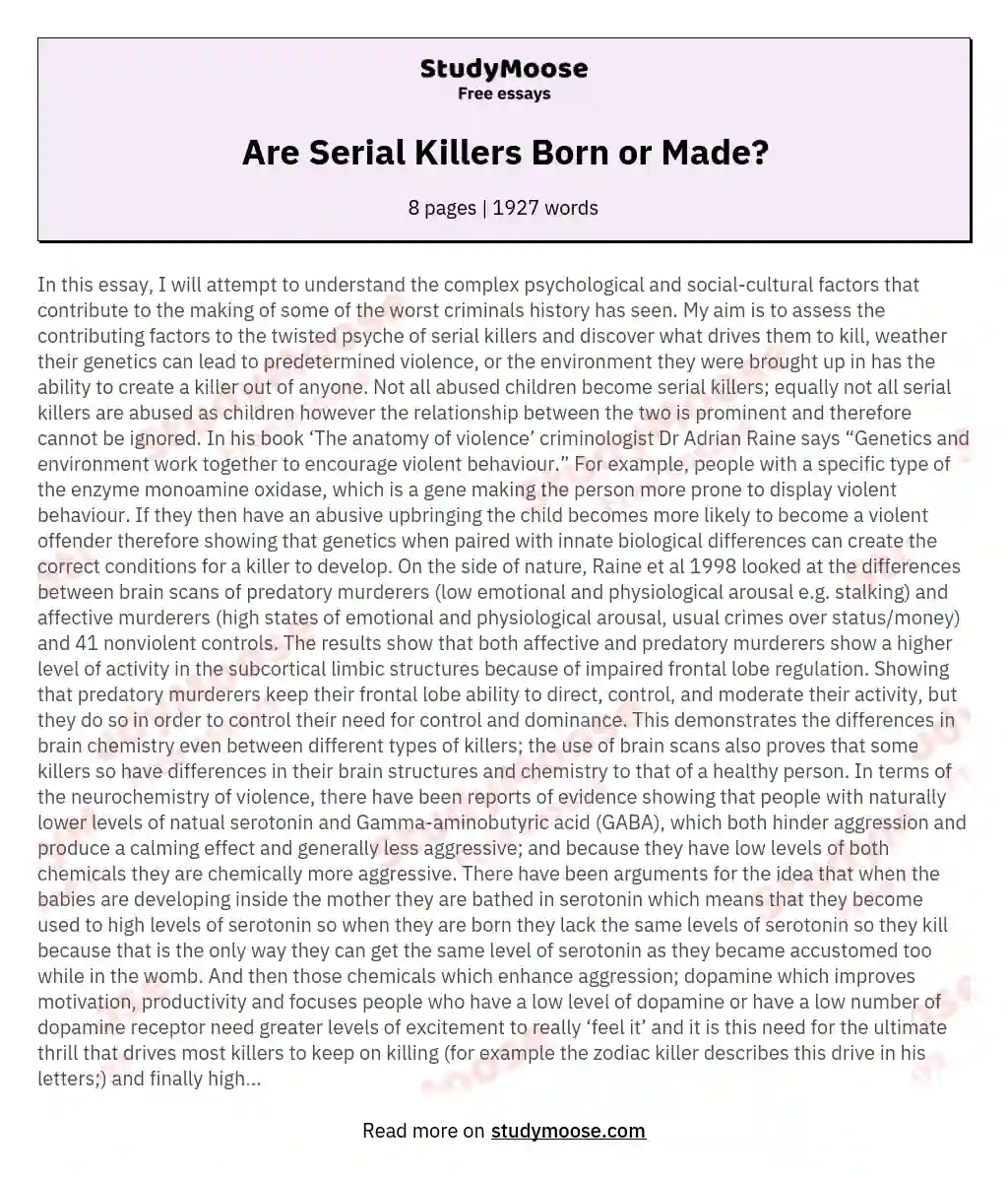 Are Serial Killers Born or Made?