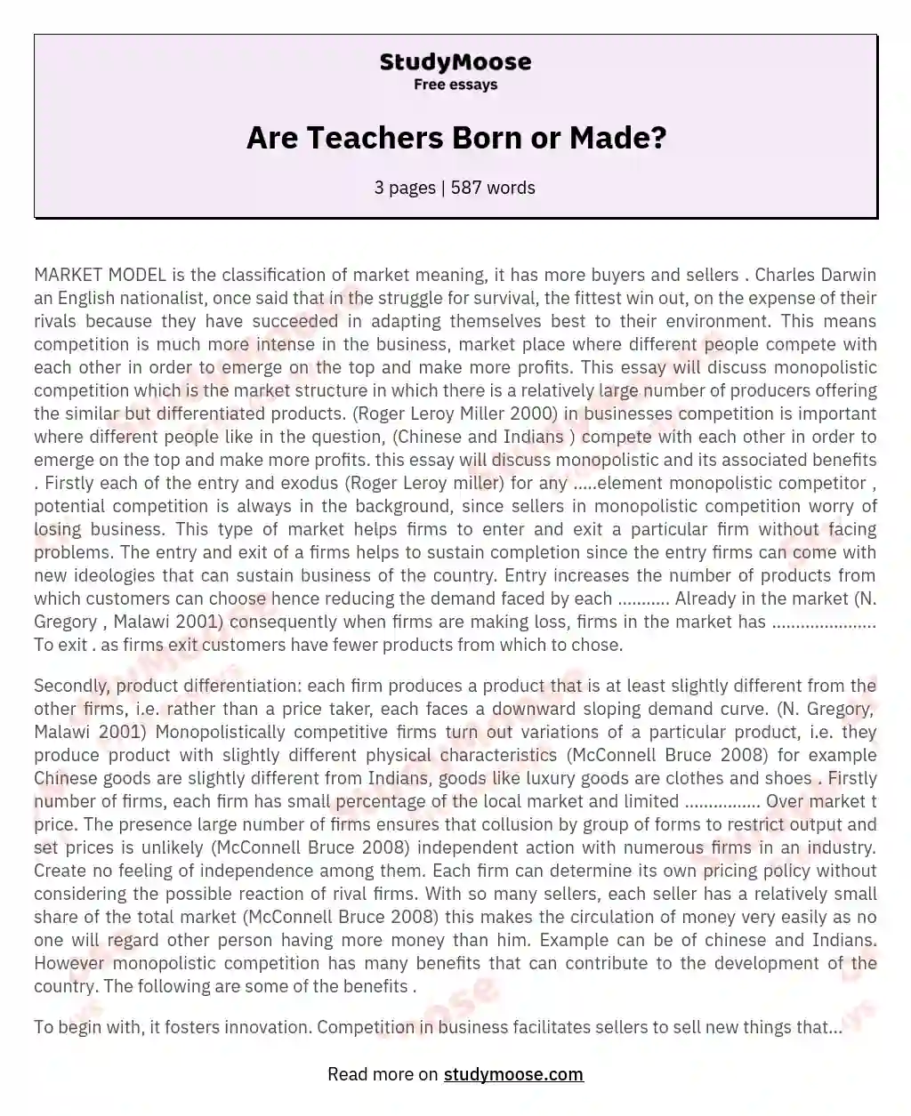 are good teachers born or made essay