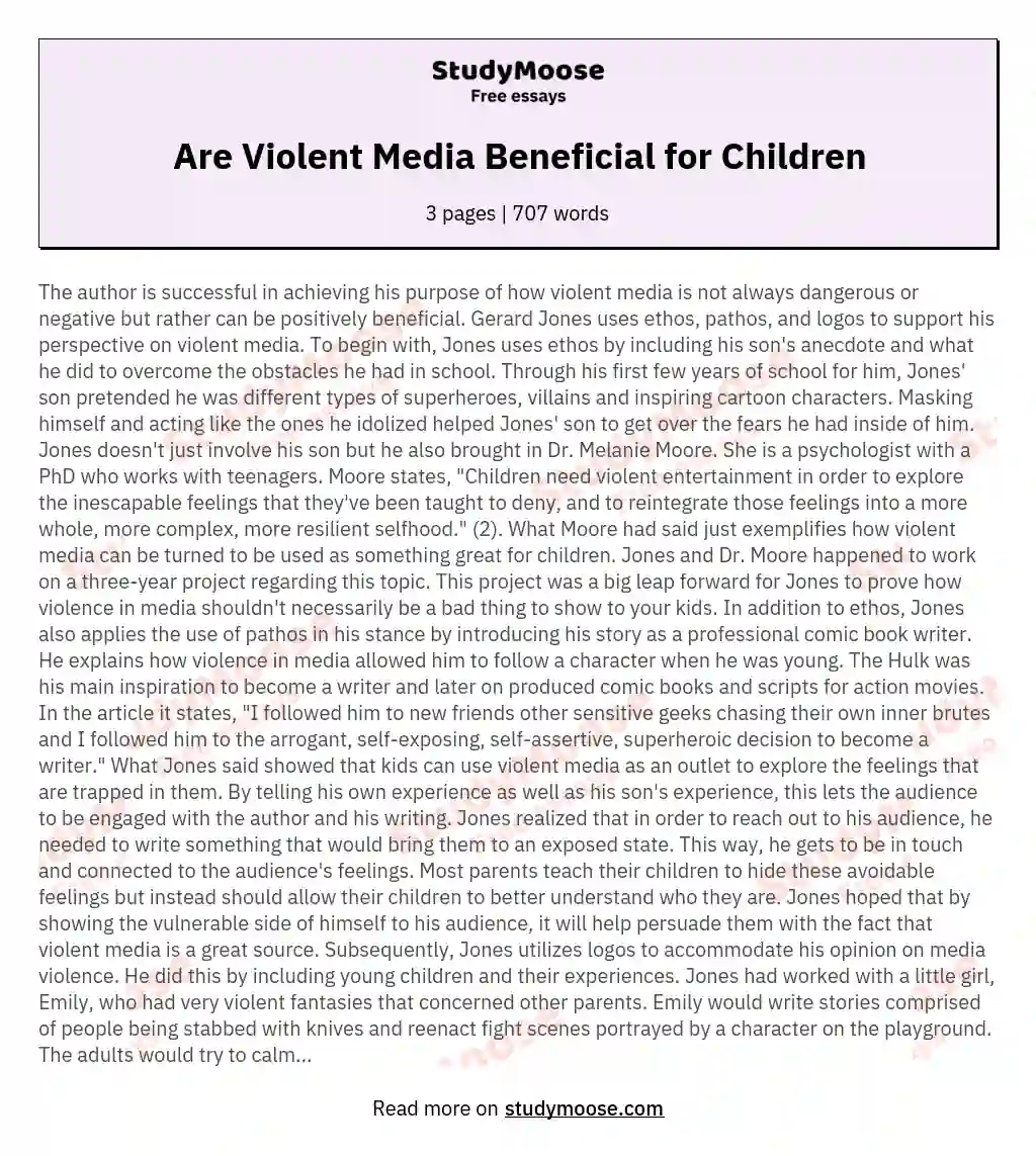 Are Violent Media Beneficial for Children