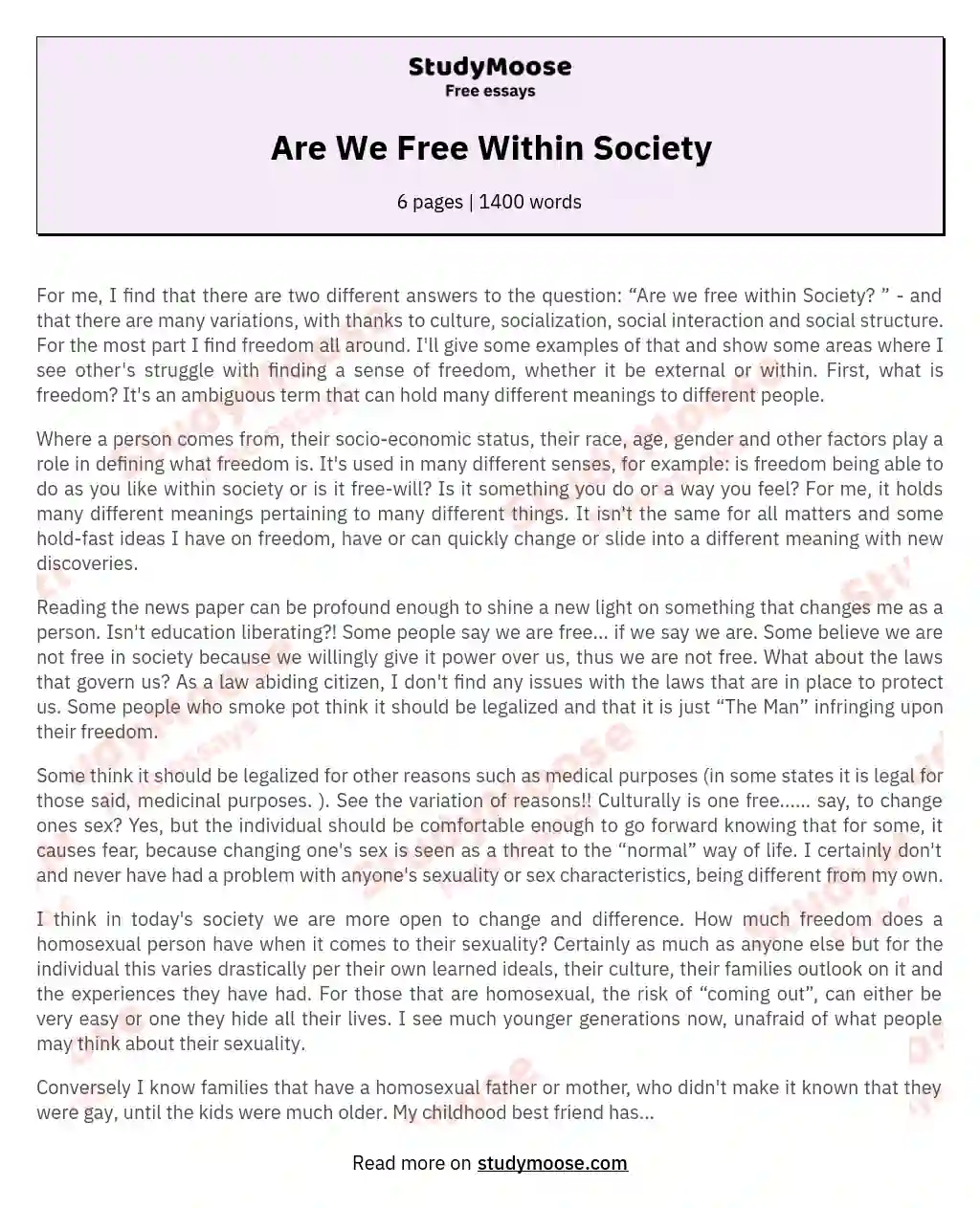 what does it mean to be free essay