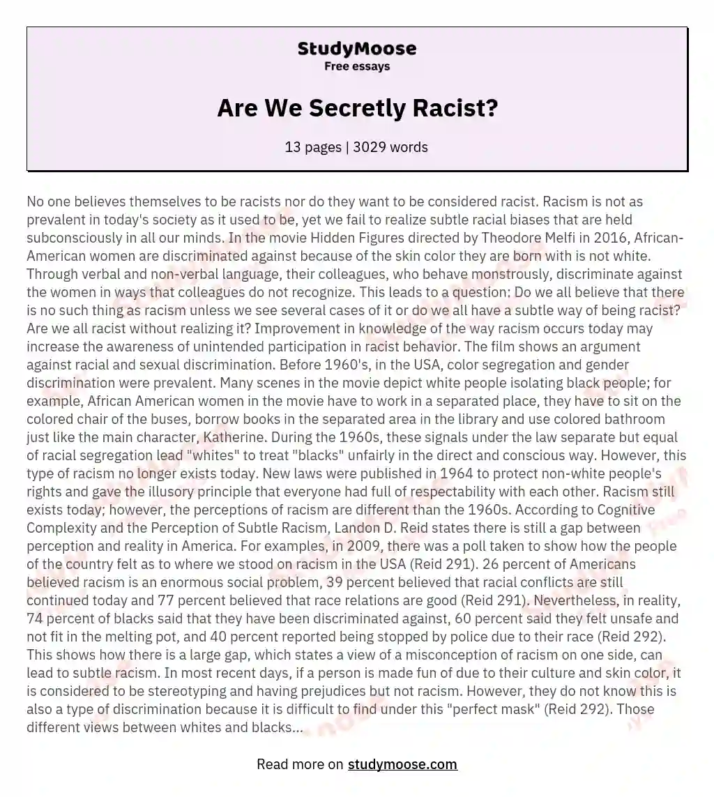 Are We Secretly Racist?