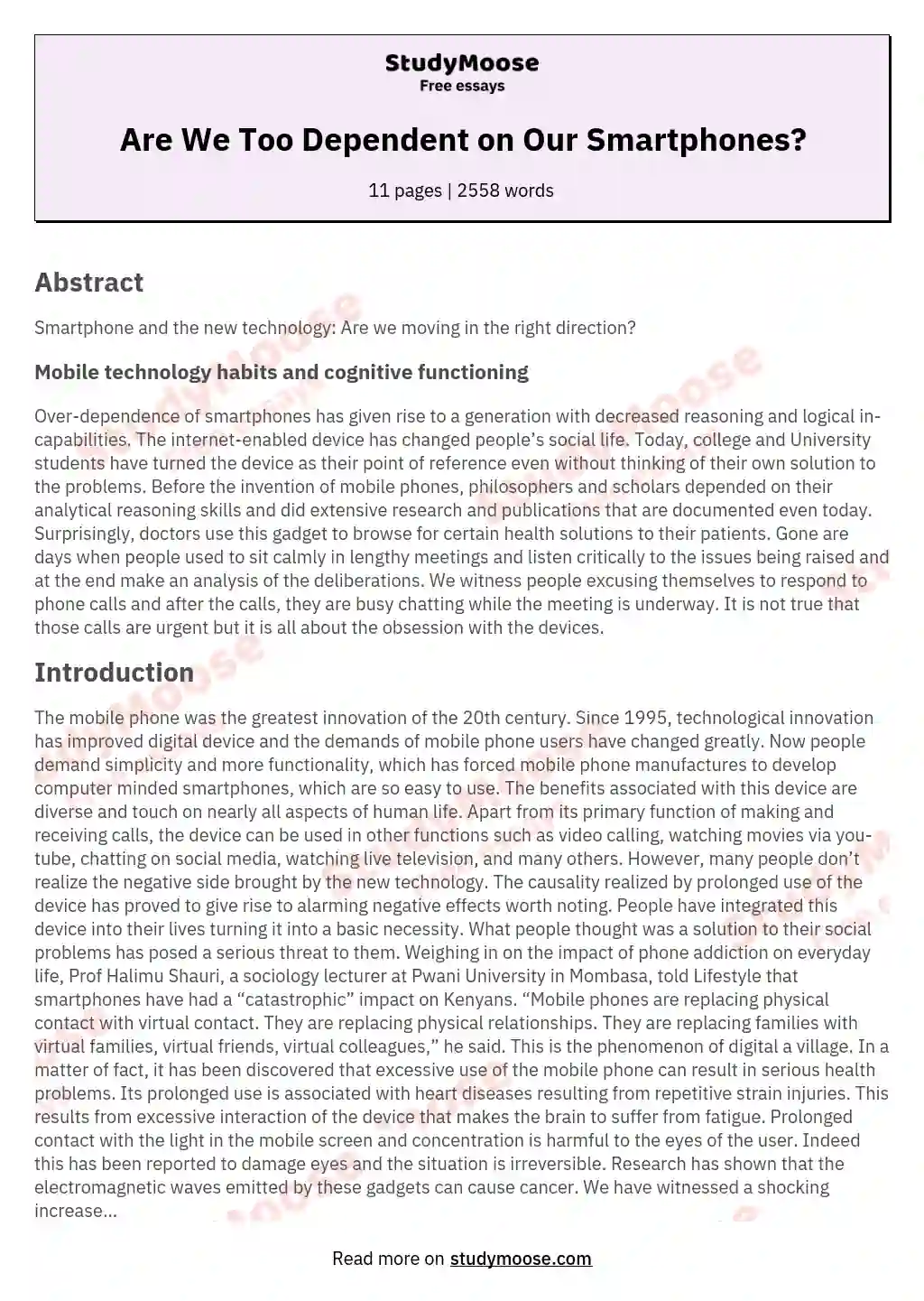 mobile phone technology essay