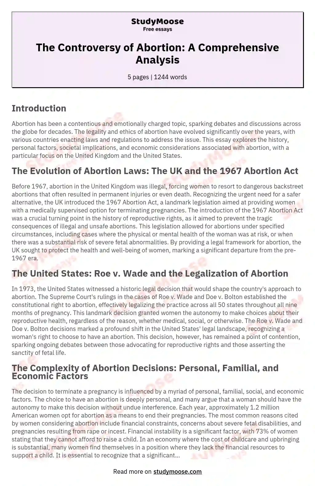 The Controversy of Abortion: A Comprehensive Analysis