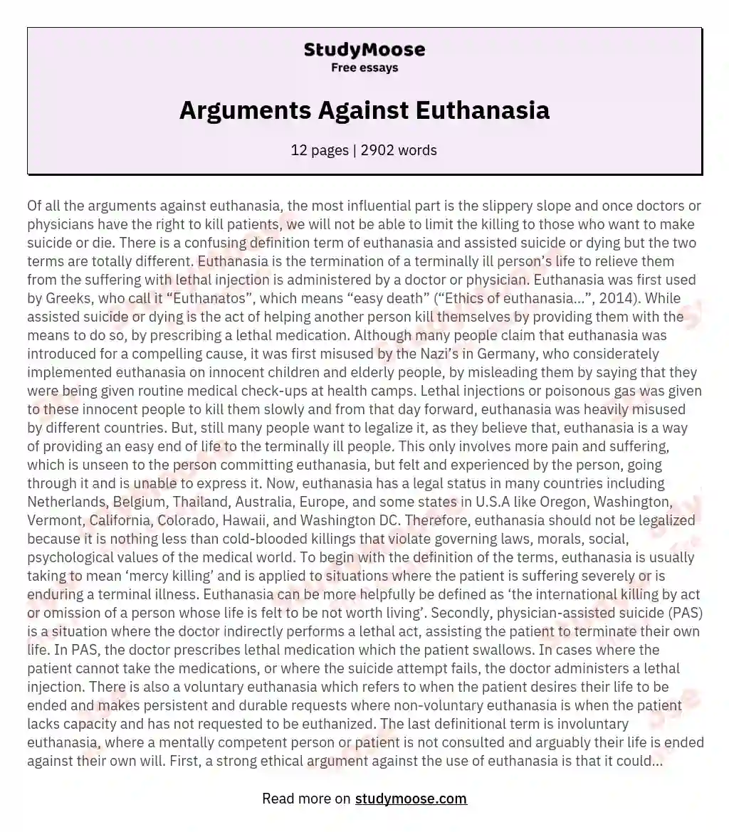euthanasia persuasive essay outline