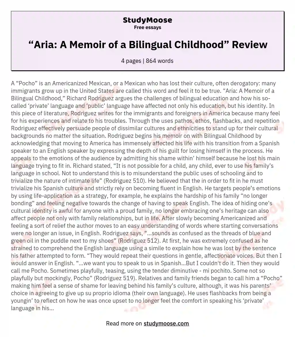 “Aria: A Memoir of a Bilingual Childhood” Review