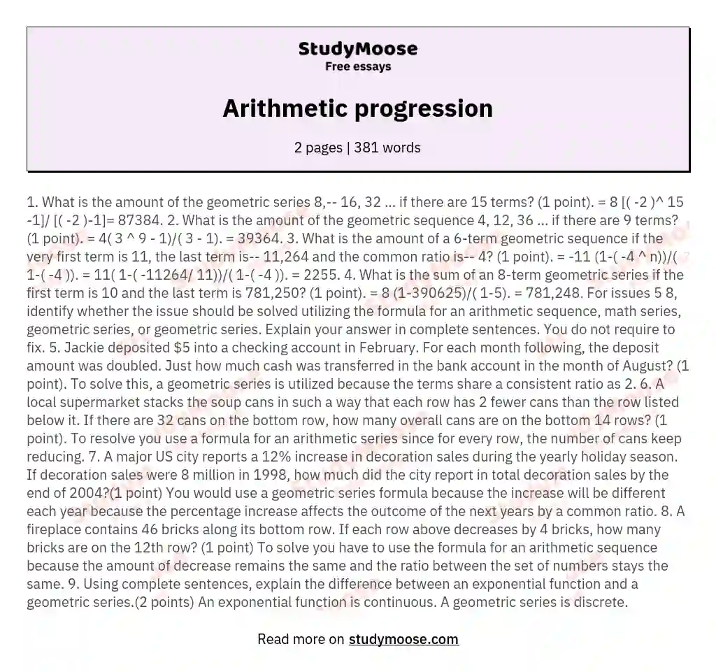 Arithmetic progression
