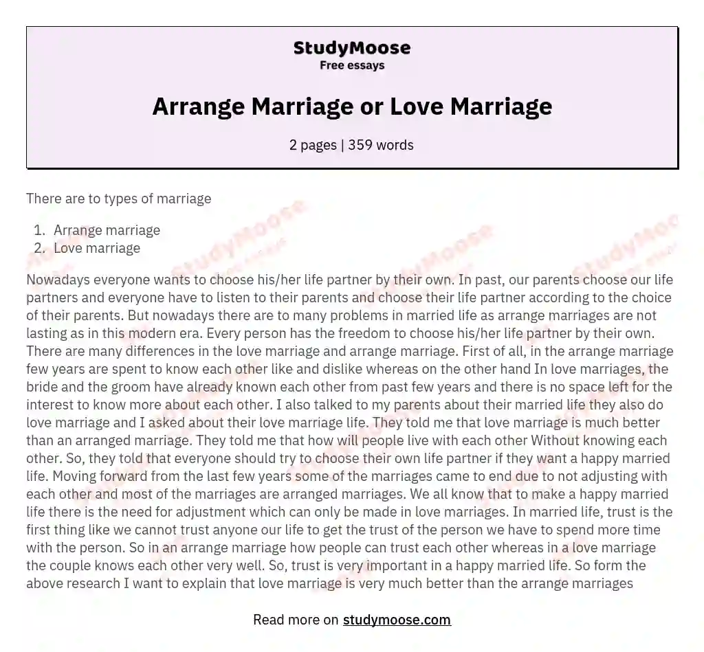 essay of love and marriage