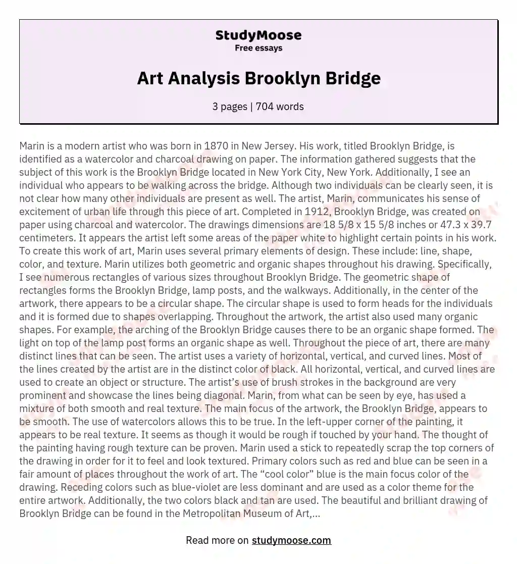 Art Analysis Brooklyn Bridge essay