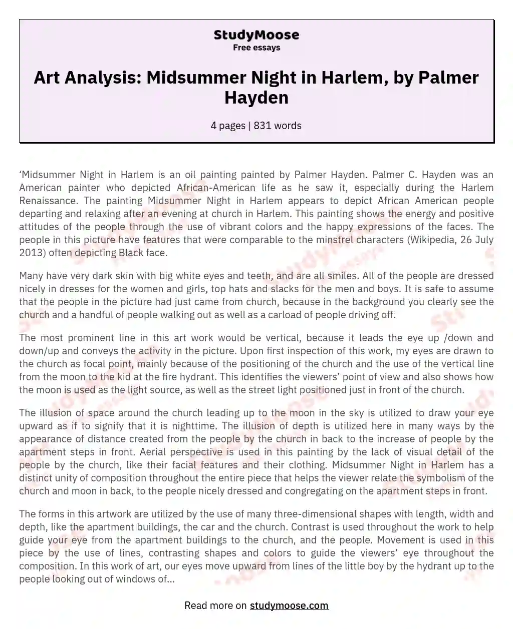 Art Analysis: Midsummer Night in Harlem, by Palmer Hayden