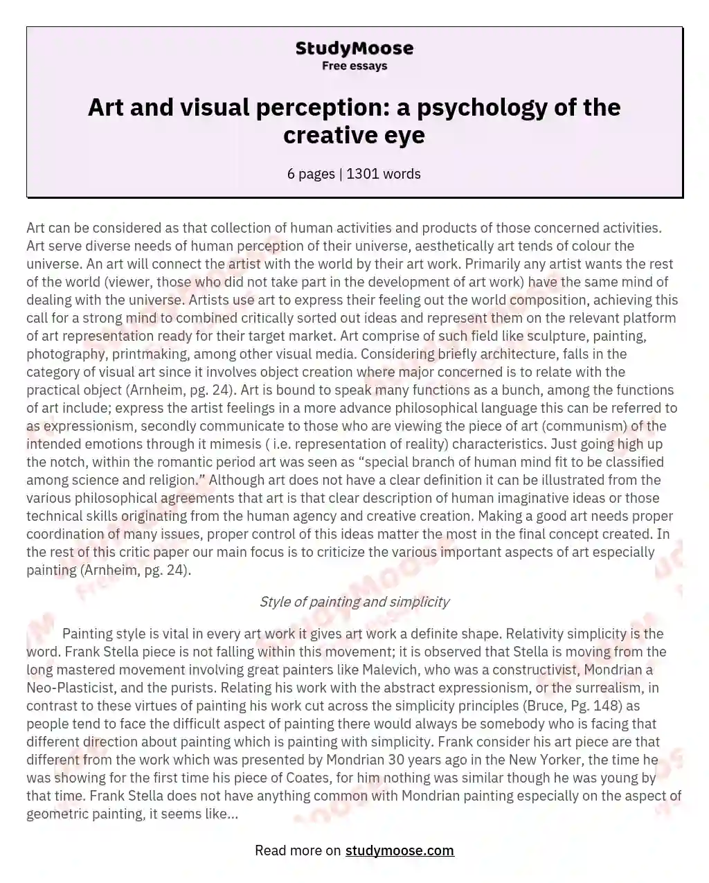 visual perception psychology research paper