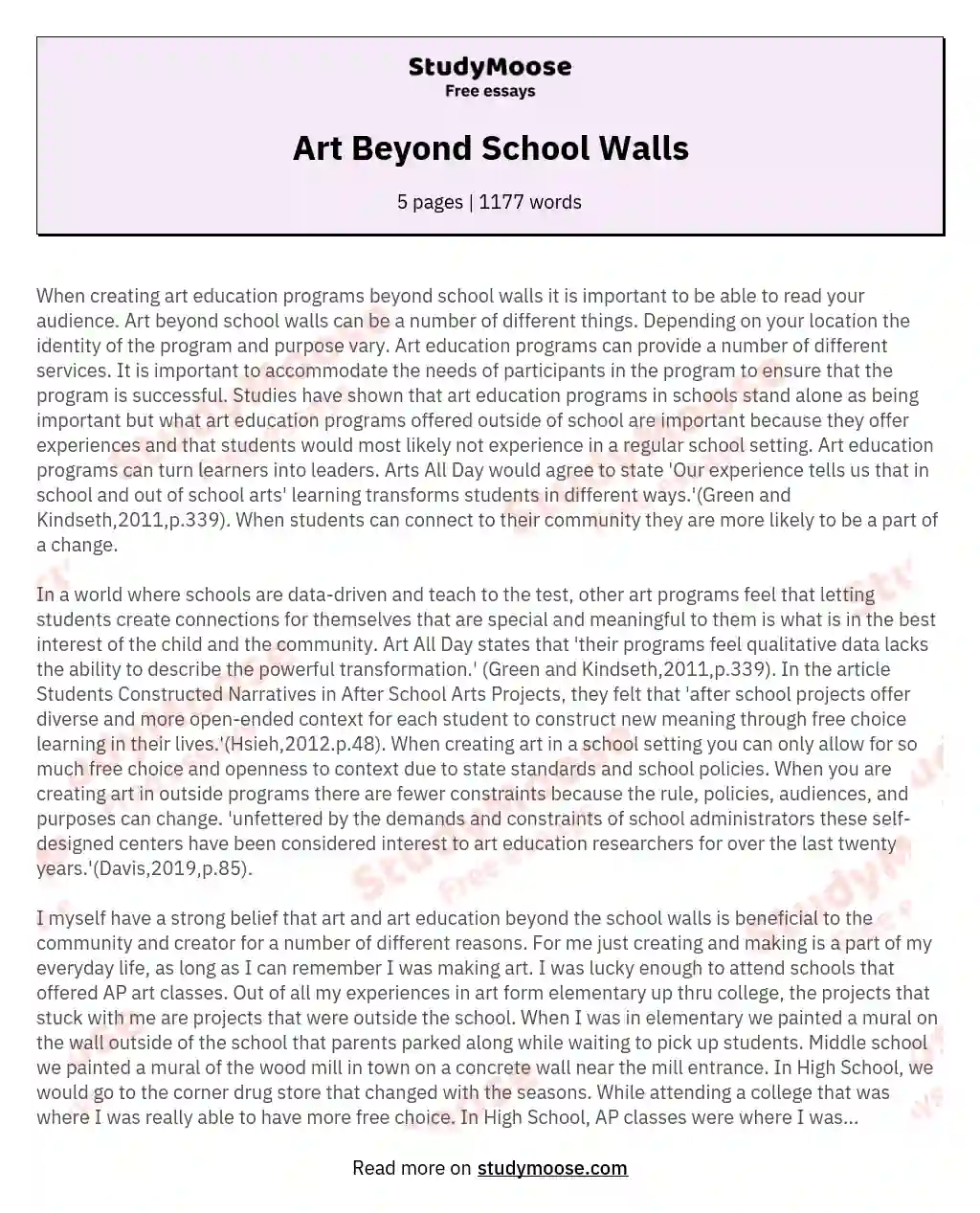 Art Beyond School Walls essay