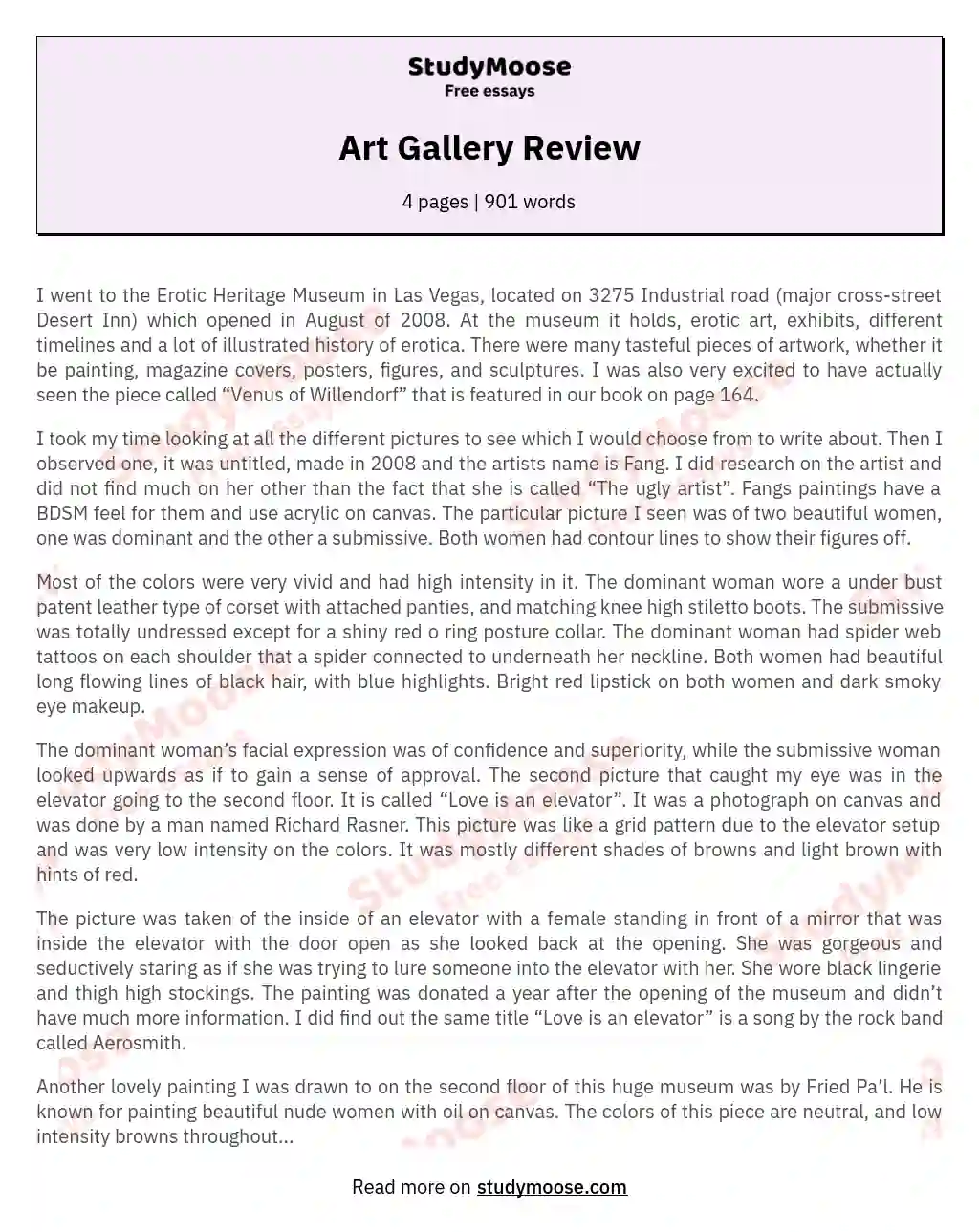 leaving cert art history gallery essay