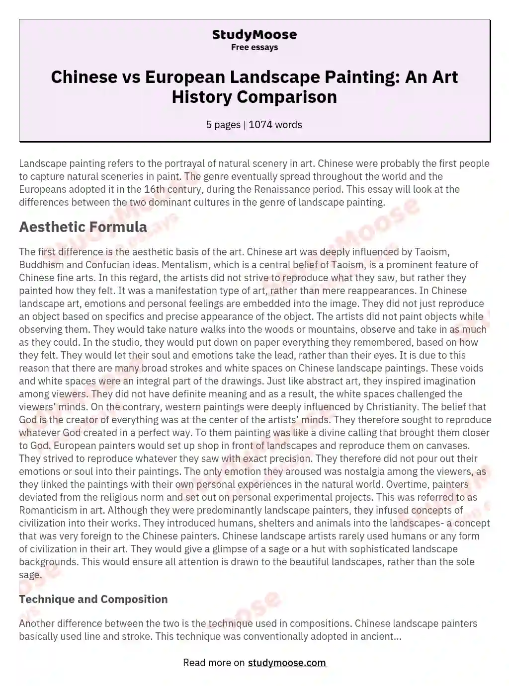 art history essay sample