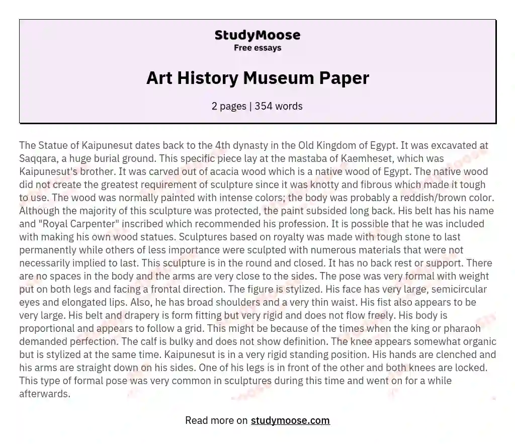Art History Museum Paper essay