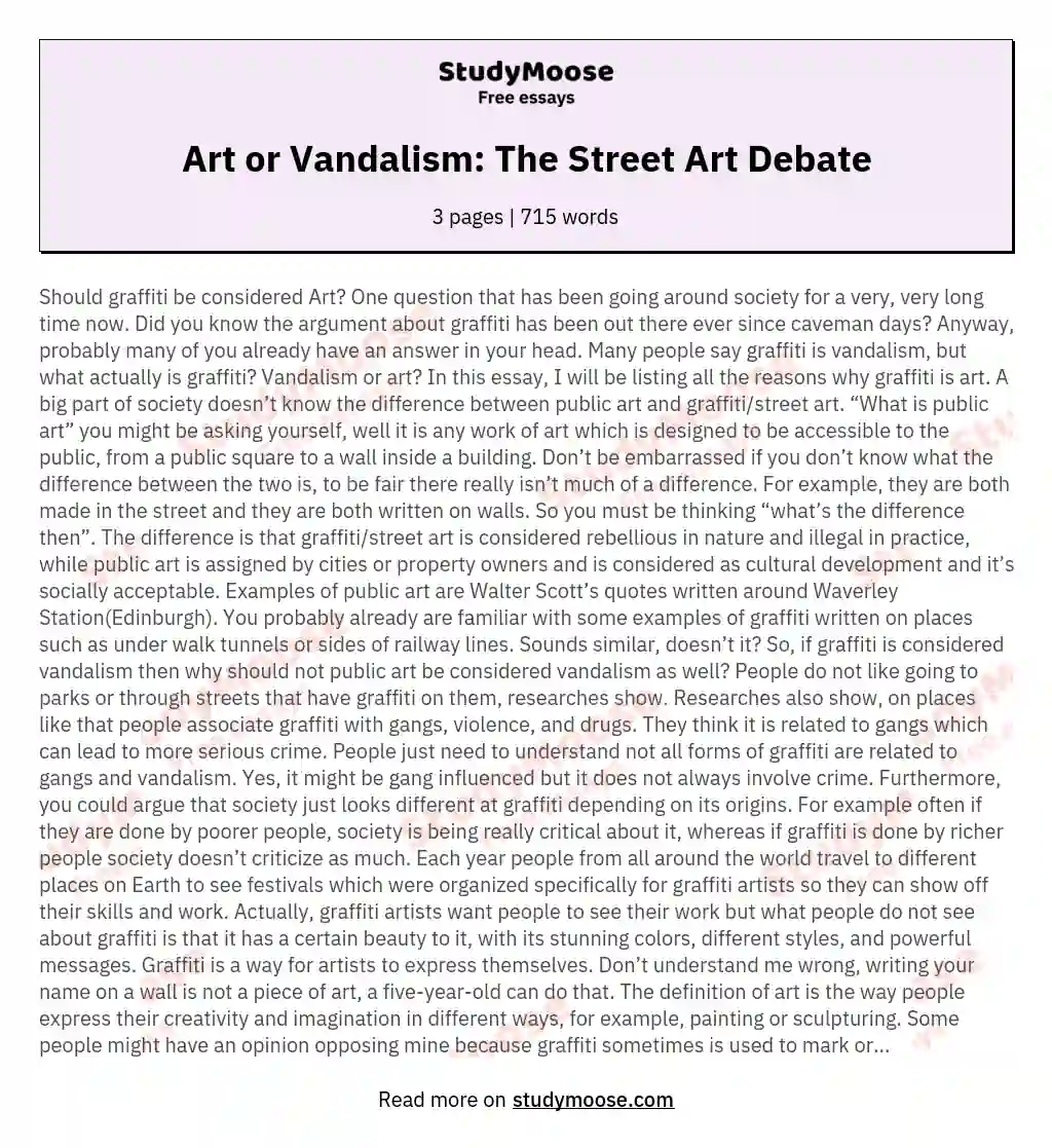 Art or Vandalism: The Street Art Debate