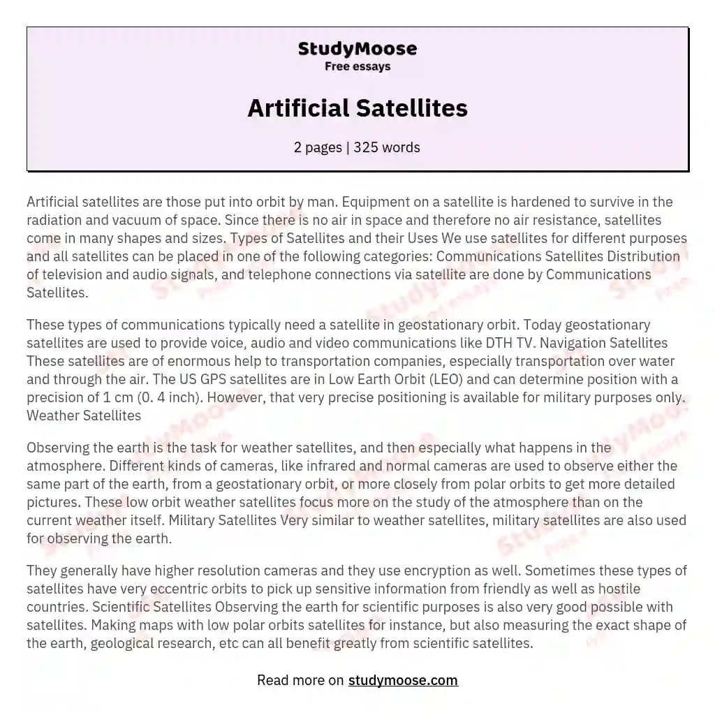Artificial Satellites essay