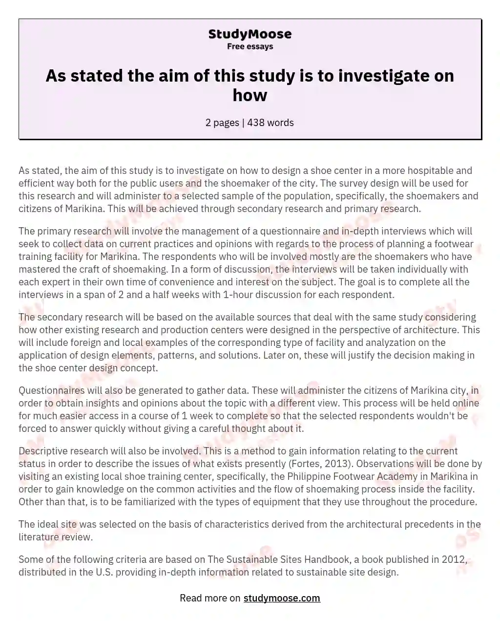 As stated the aim of this study is to investigate on how essay