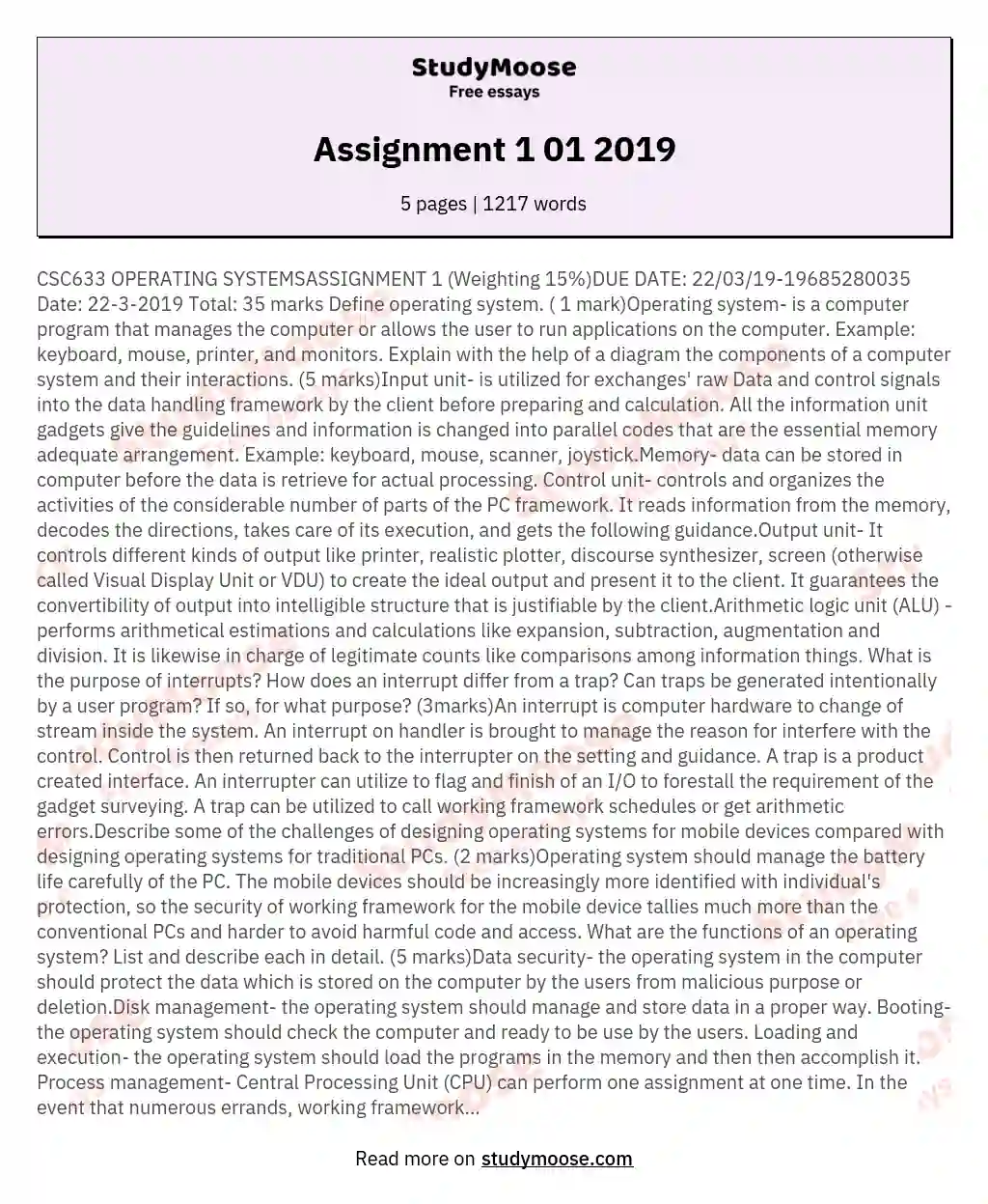 Assignment 1 01 2019 essay