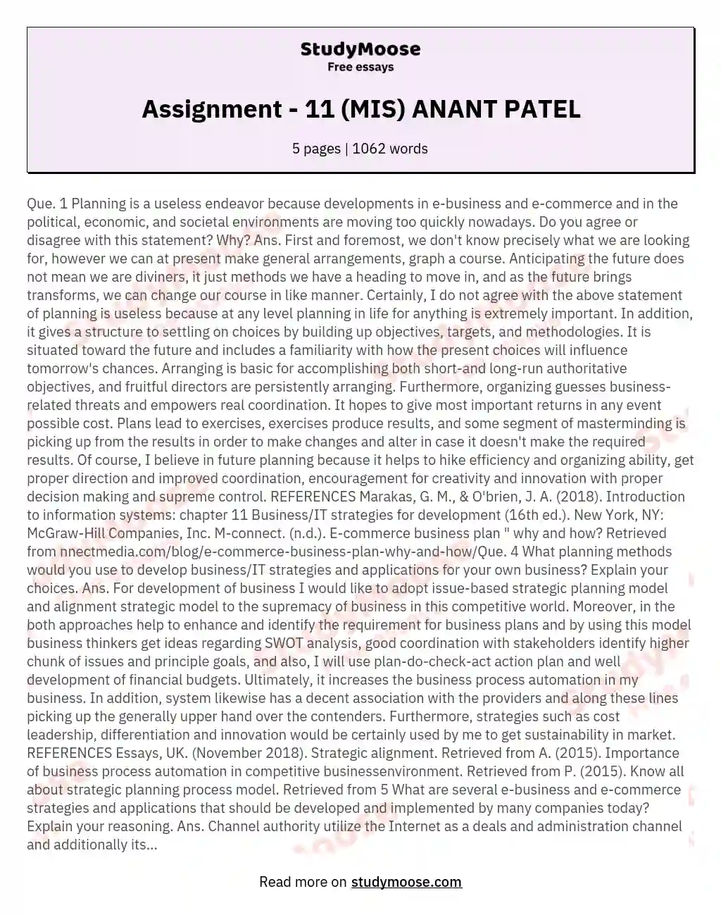 Assignment - 11 (MIS) ANANT PATEL