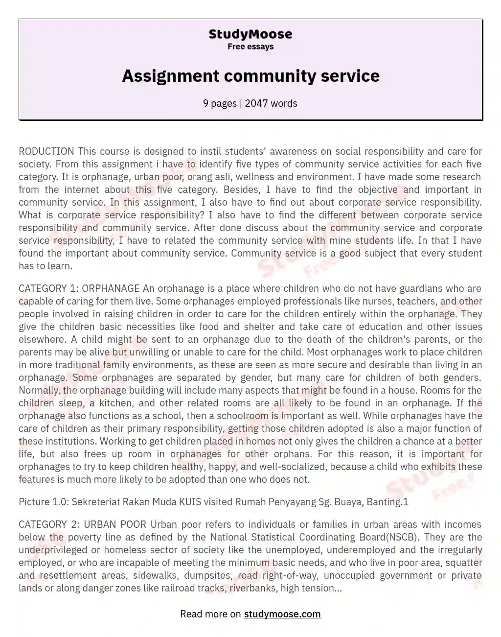 Assignment community service