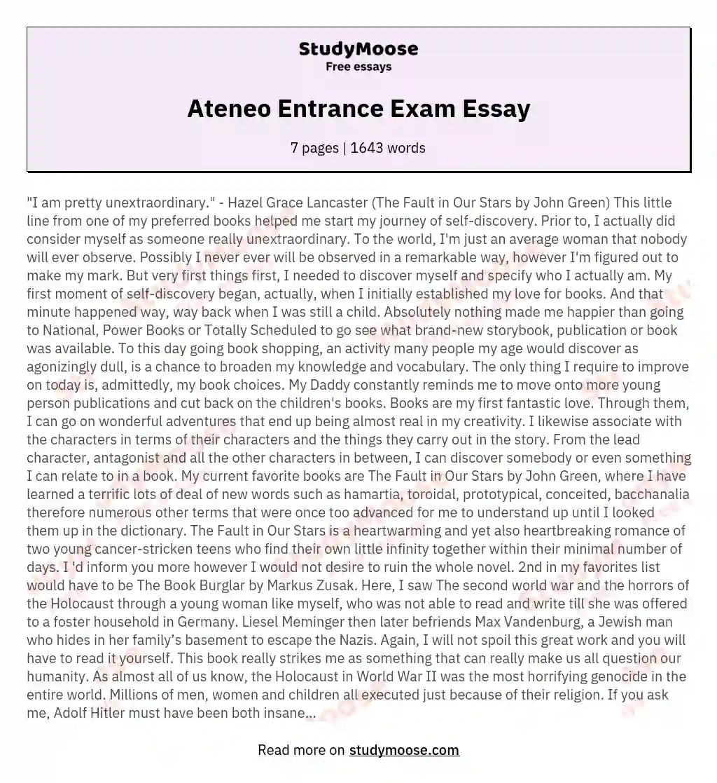 Ateneo Entrance Exam Essay essay