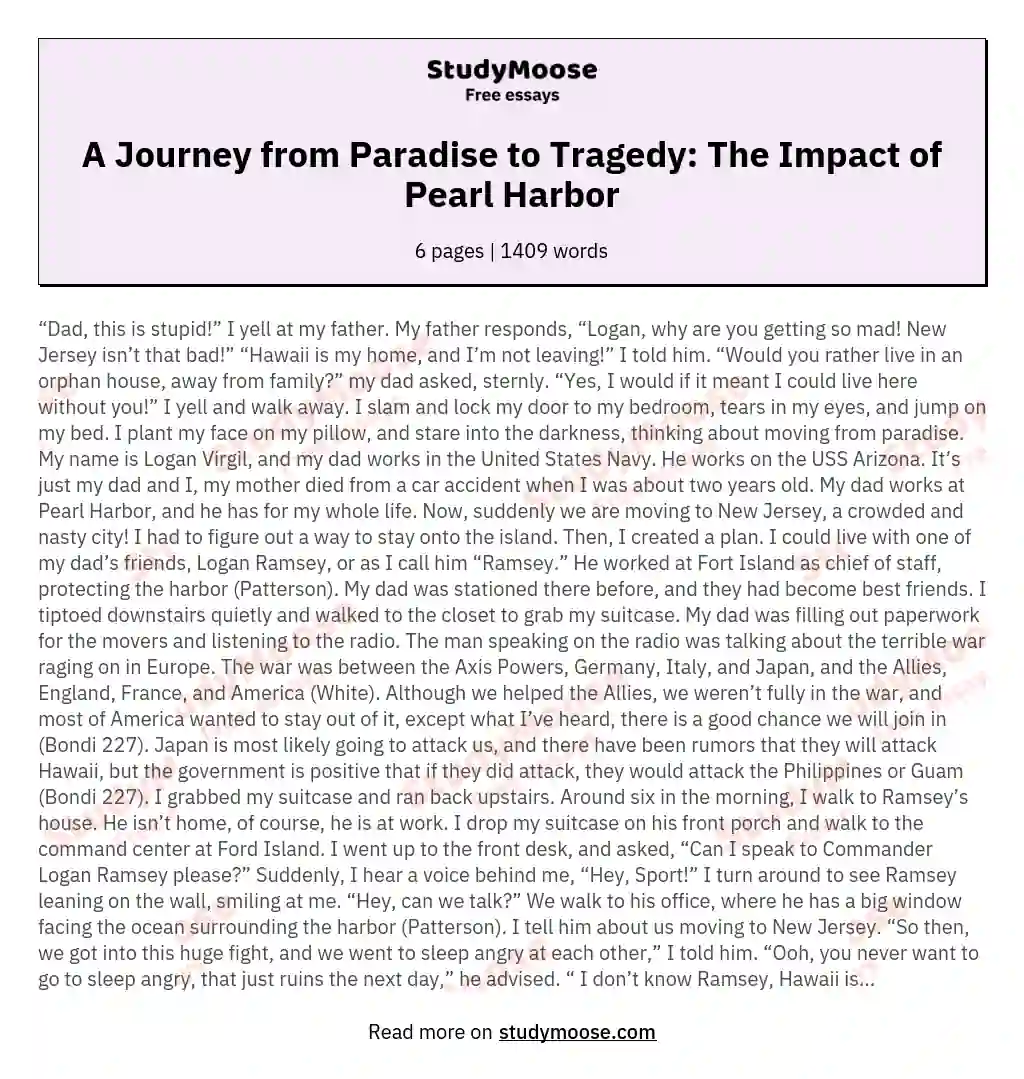 A Journey from Paradise to Tragedy: The Impact of Pearl Harbor essay
