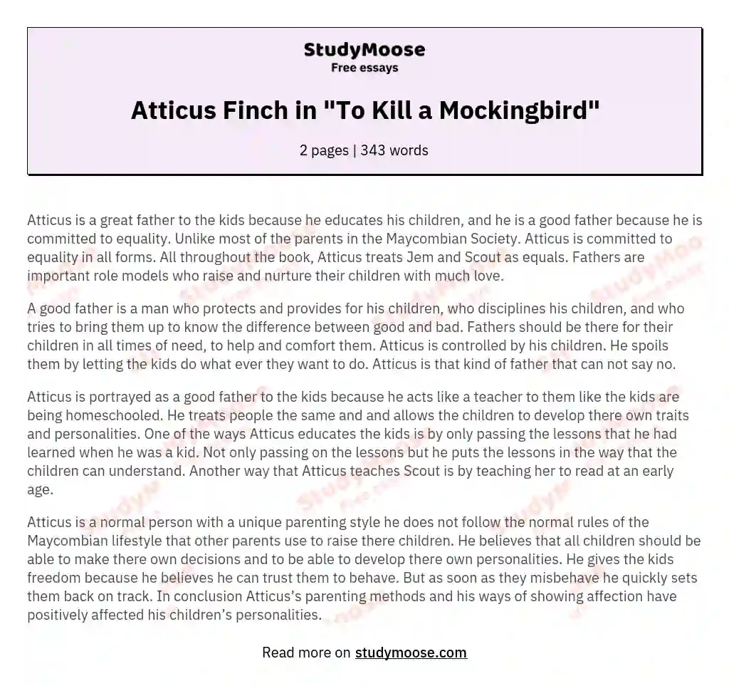 Atticus Finch in "To Kill a Mockingbird"