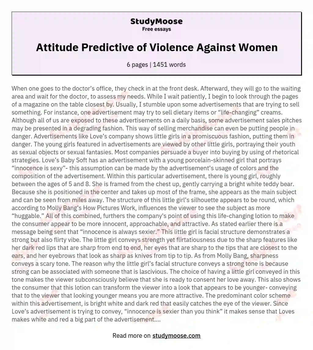 Attitude Predictive of Violence Against Women essay