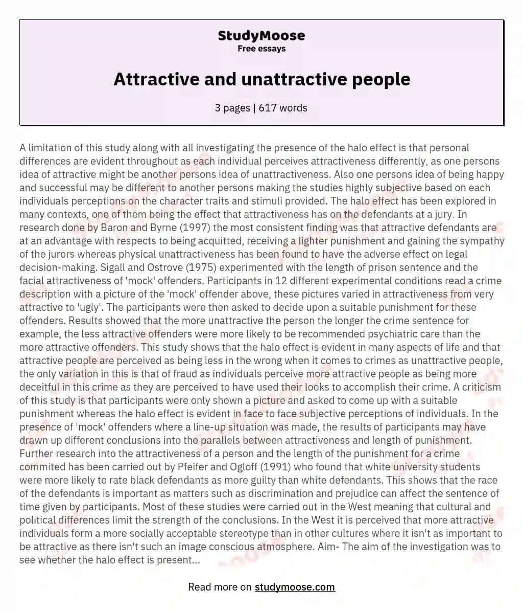 Attractive and unattractive people essay