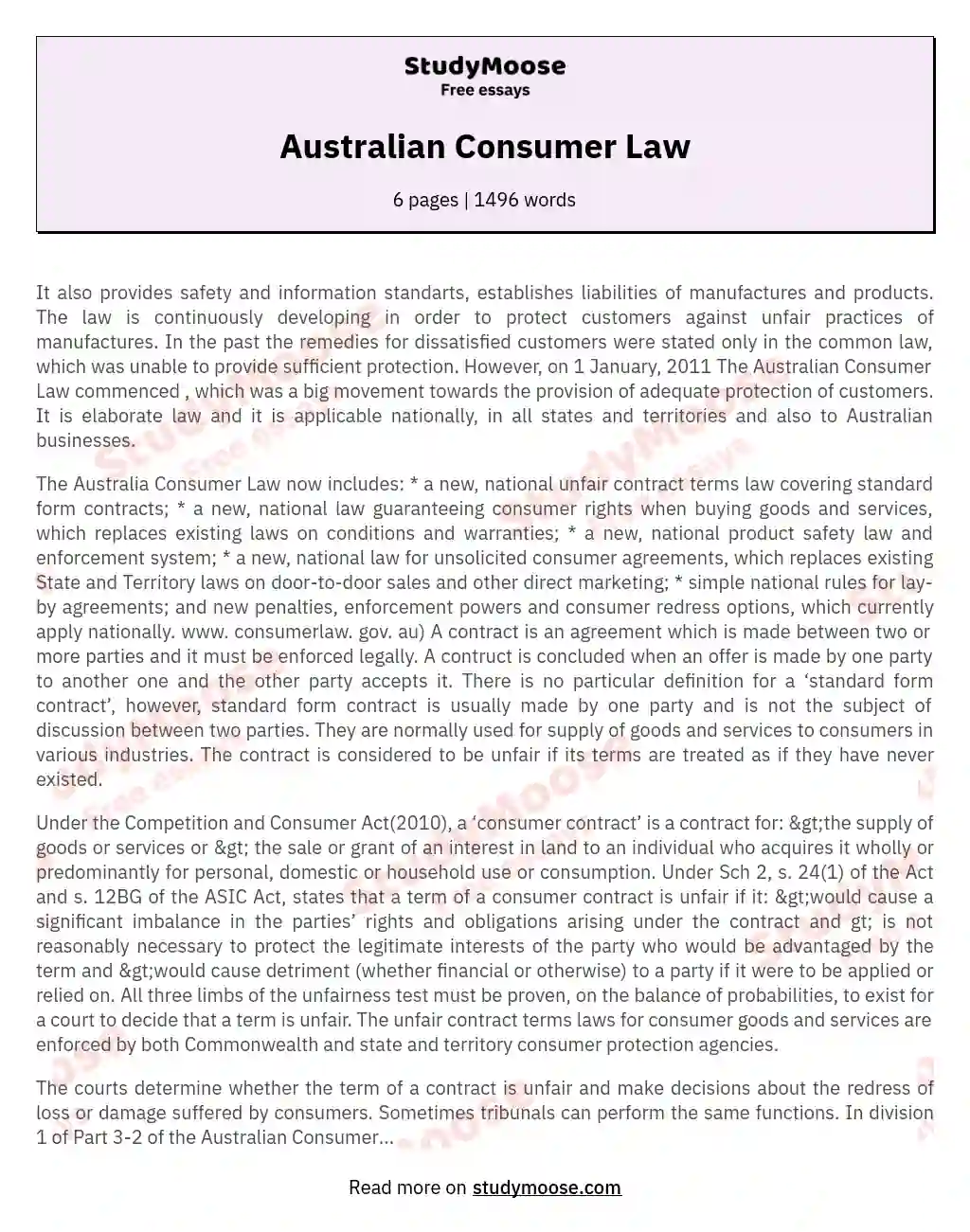 consumer law essay