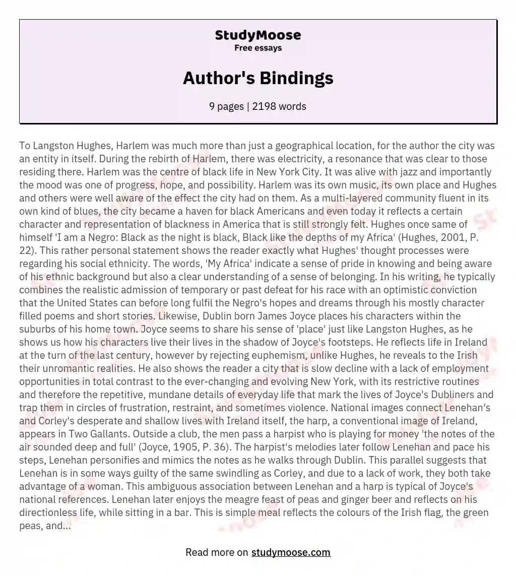 Author's Bindings essay