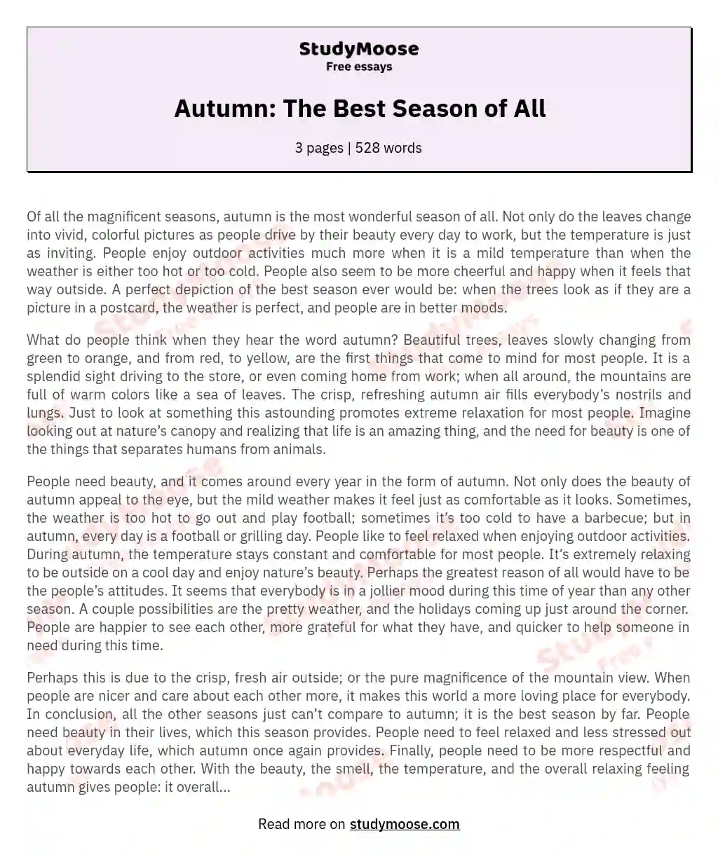 Autumn: The Best Season of All essay
