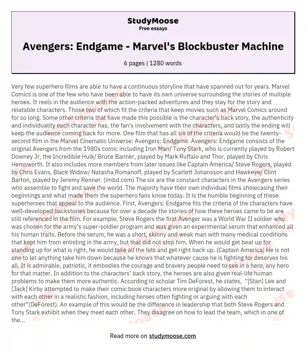 Avengers: Endgame Movie Review