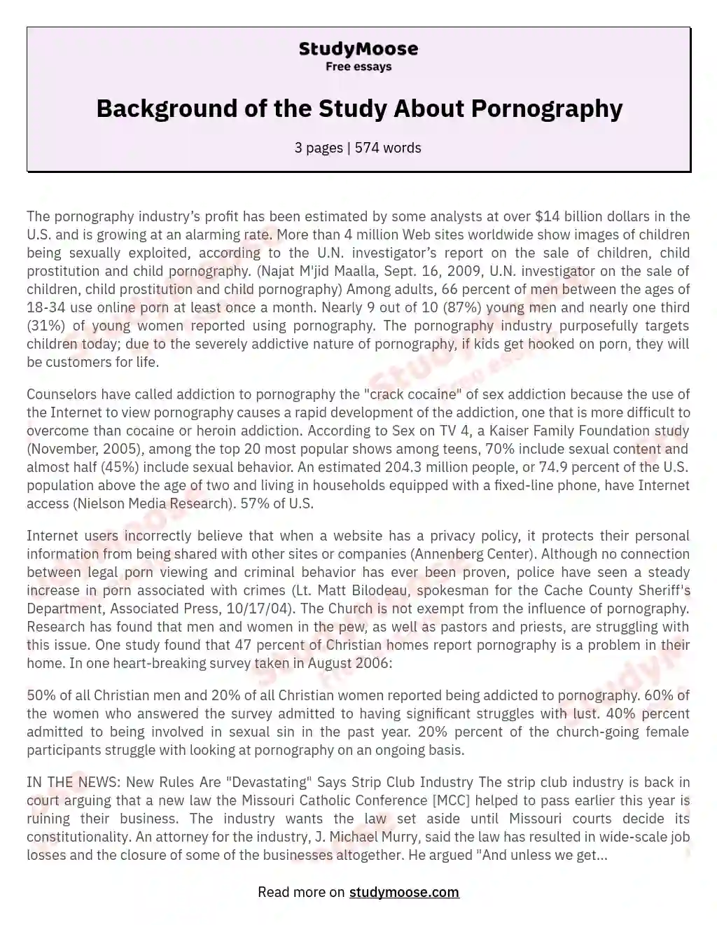 Background of the Study About Pornography