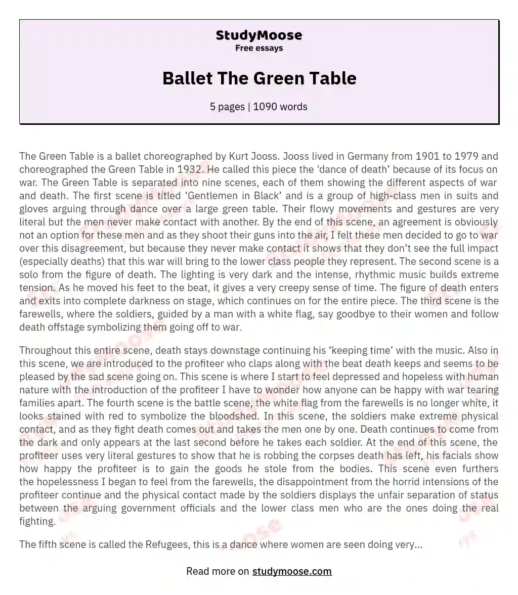 Ballet The Green Table