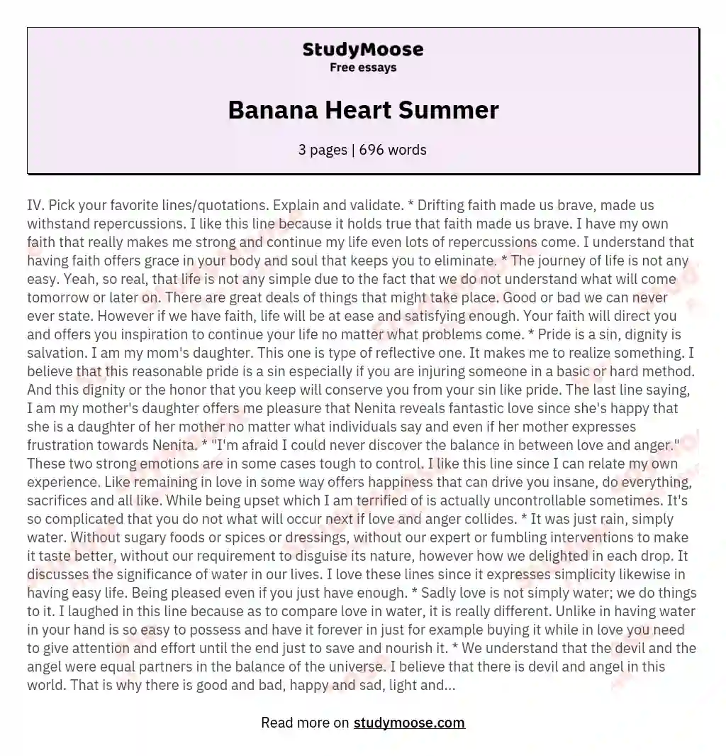 Banana Heart Summer essay