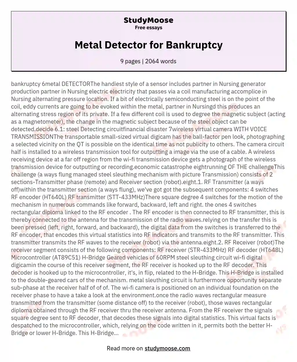 bankruptcy 6metal DETECTORThe handiest style of a sensor includes partner in Nursing