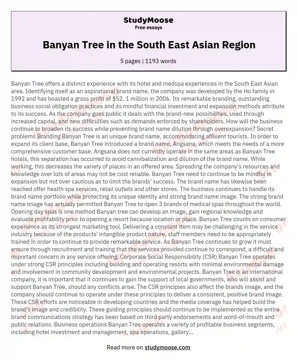 Banyan Tree in the South East Asian Region essay