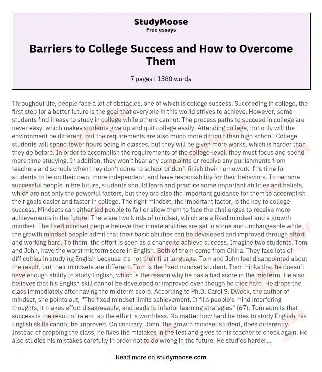 college essay about overcoming obstacles
