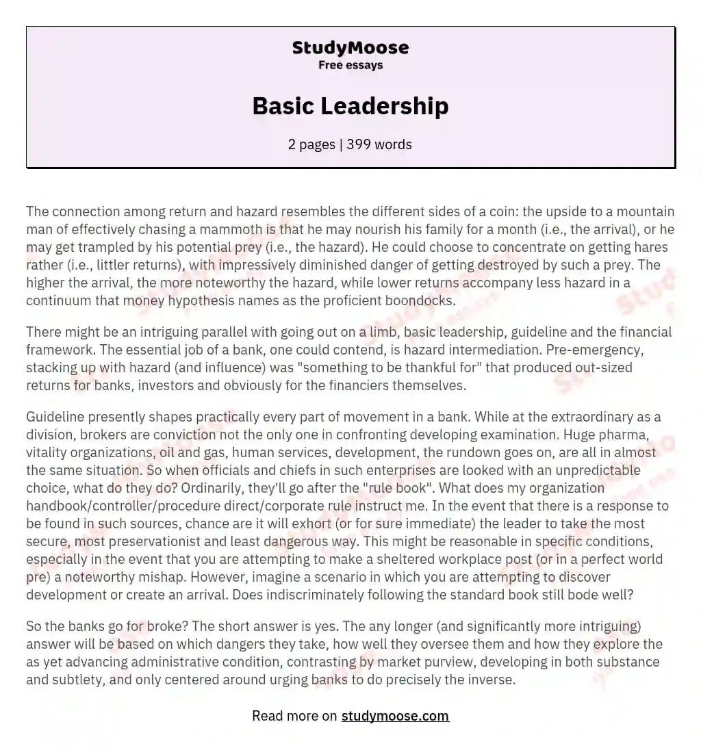 Basic Leadership essay