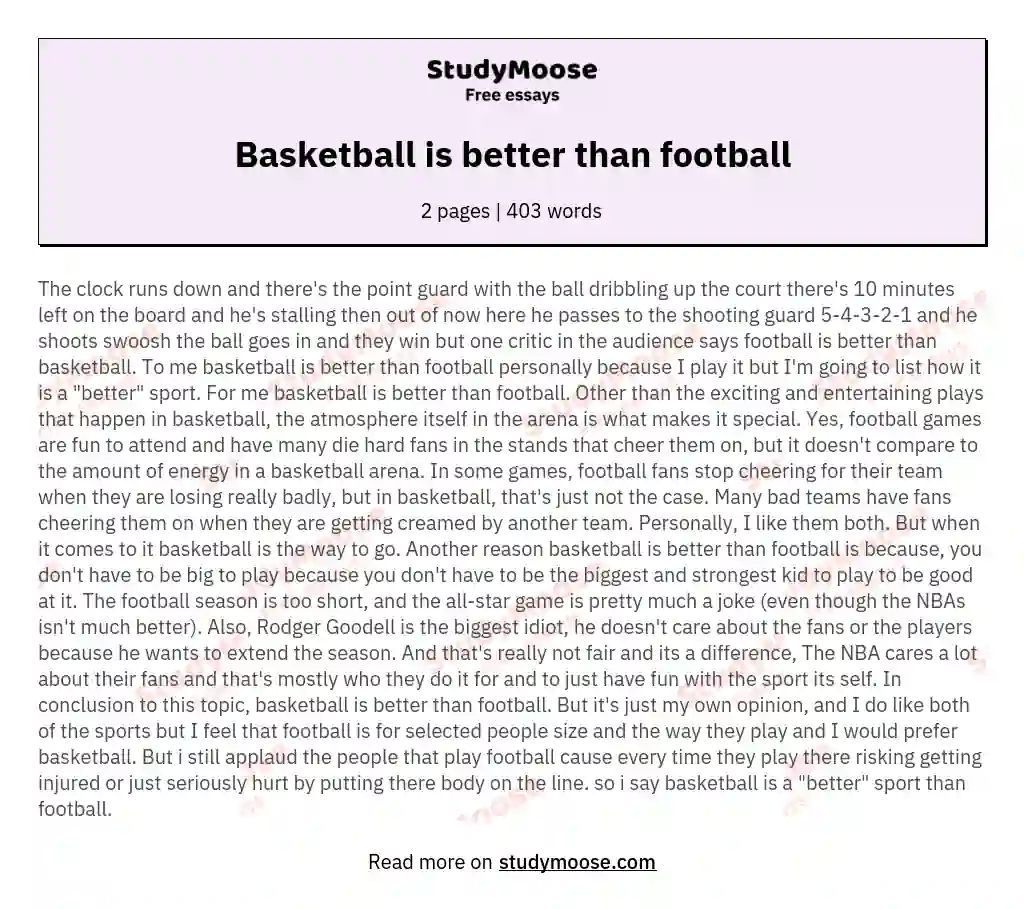Basketball is better than football essay