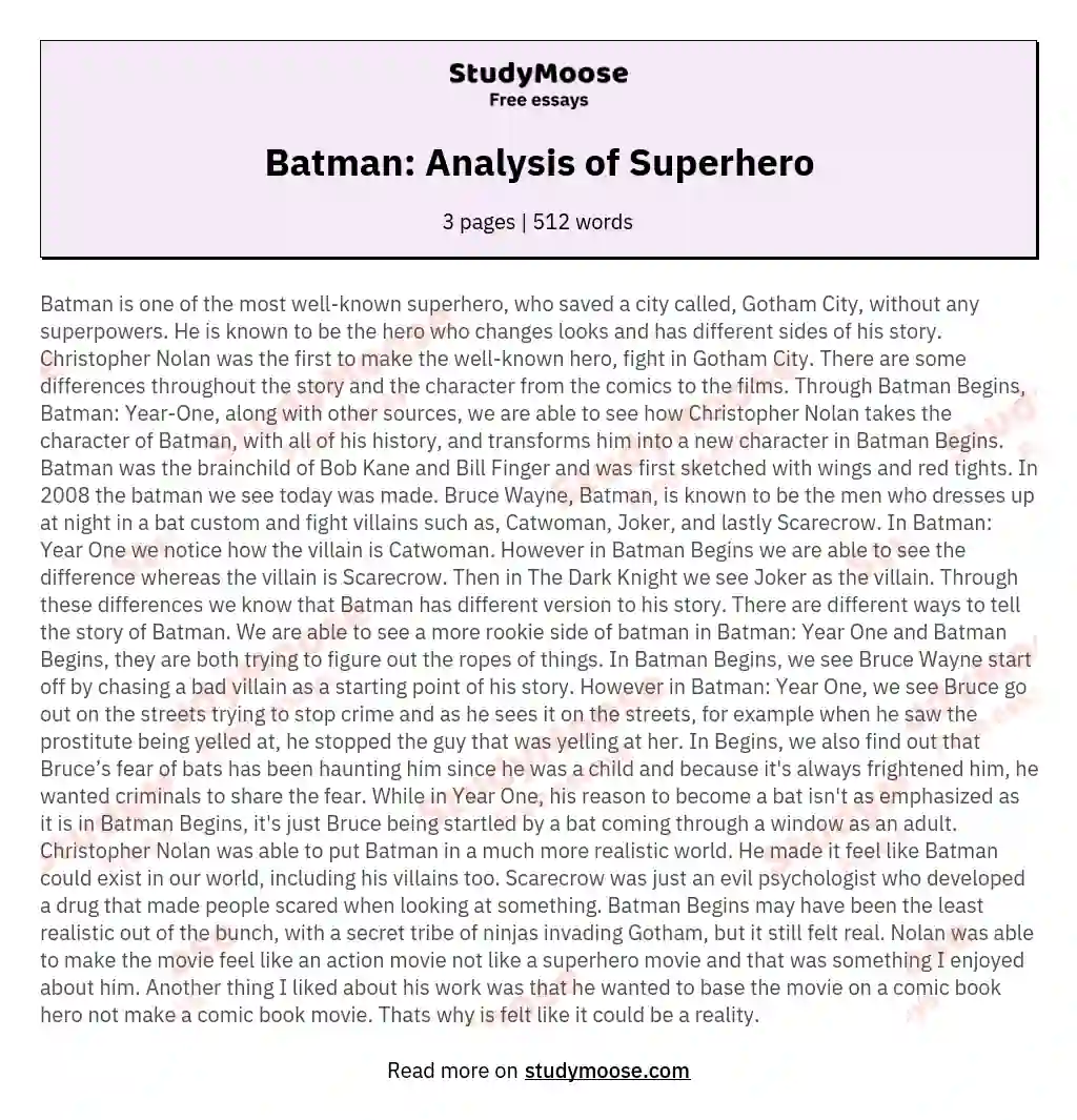 Batman: Analysis of Superhero