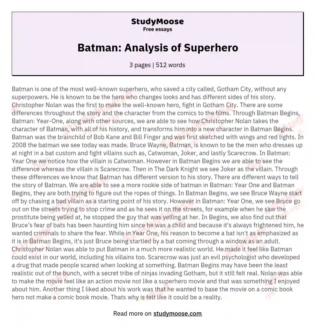 5 paragraph essay about batman