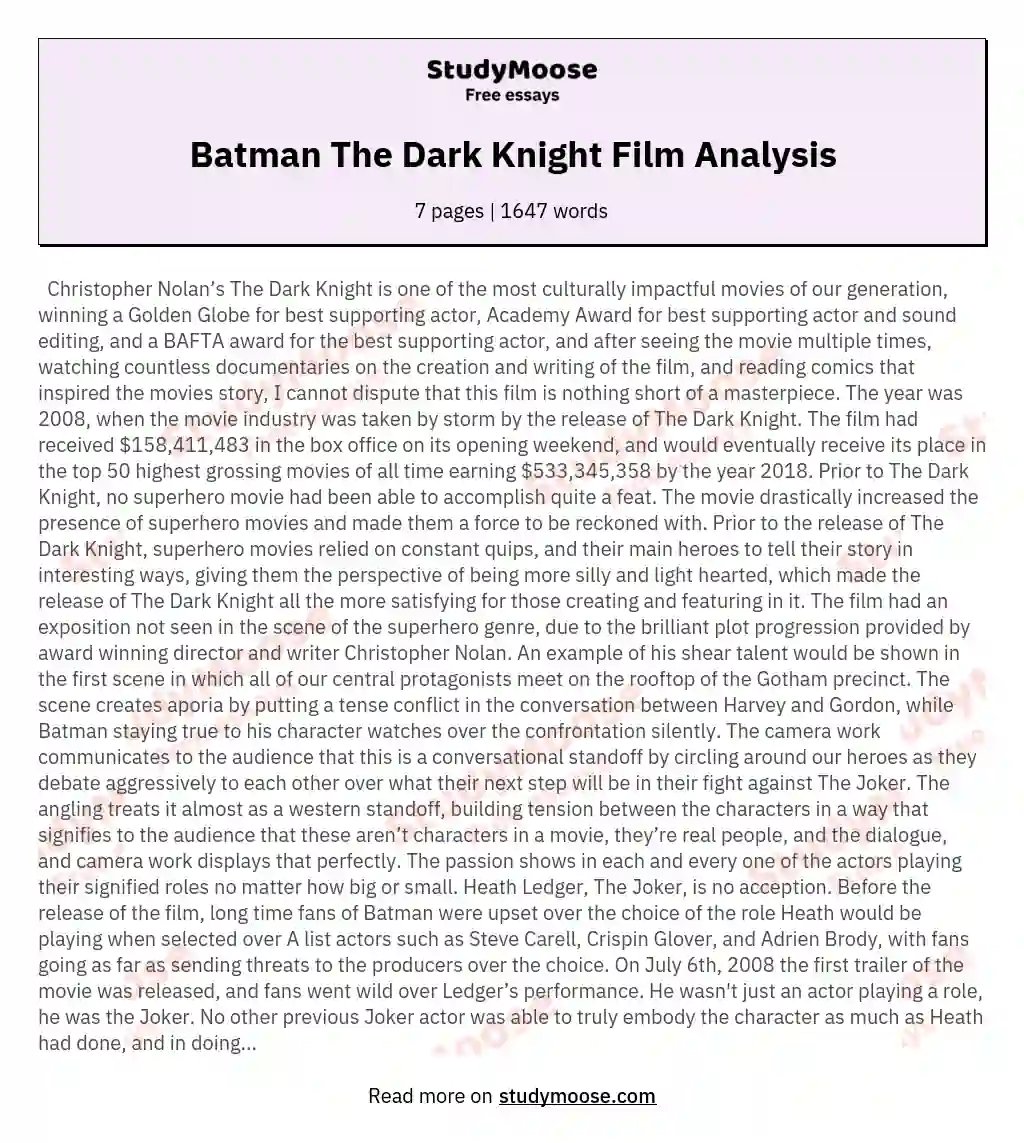 5 paragraph essay about batman