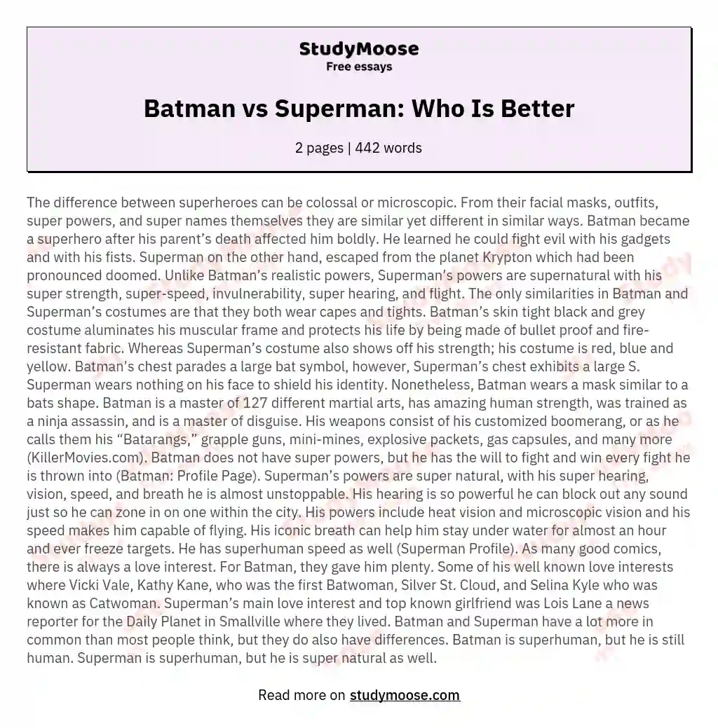Batman vs Superman: Who Is Better