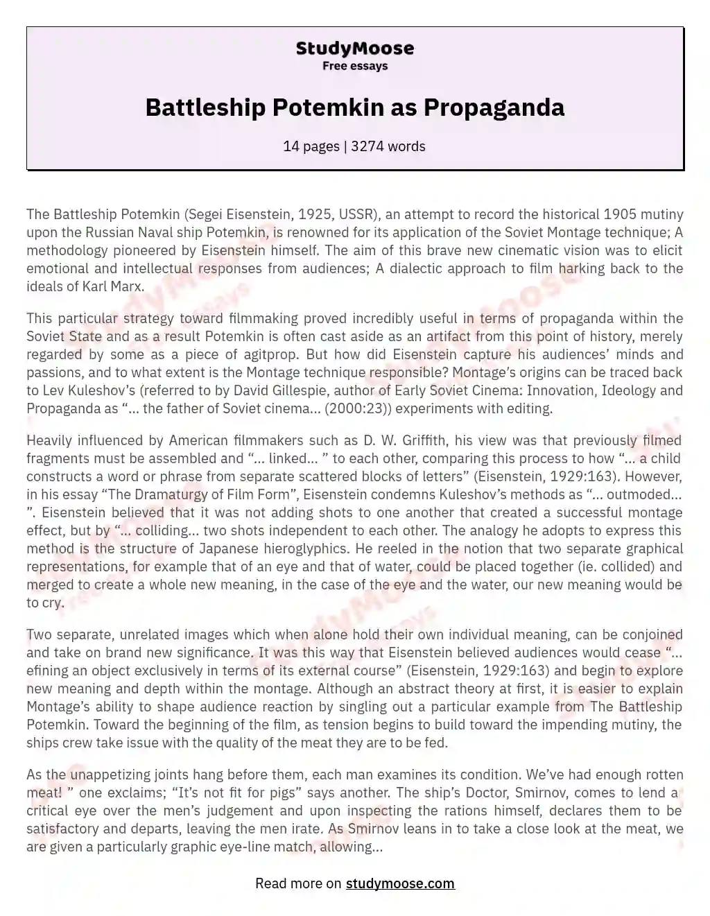 Battleship Potemkin as Propaganda essay