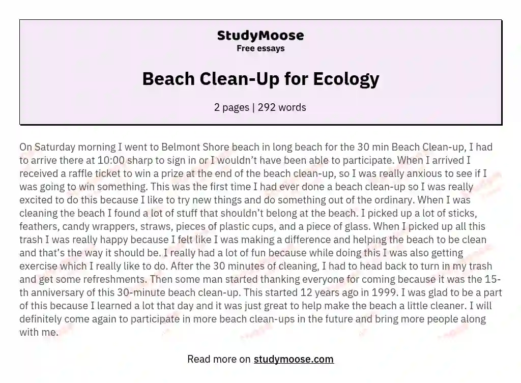 Beach Clean-Up for Ecology
