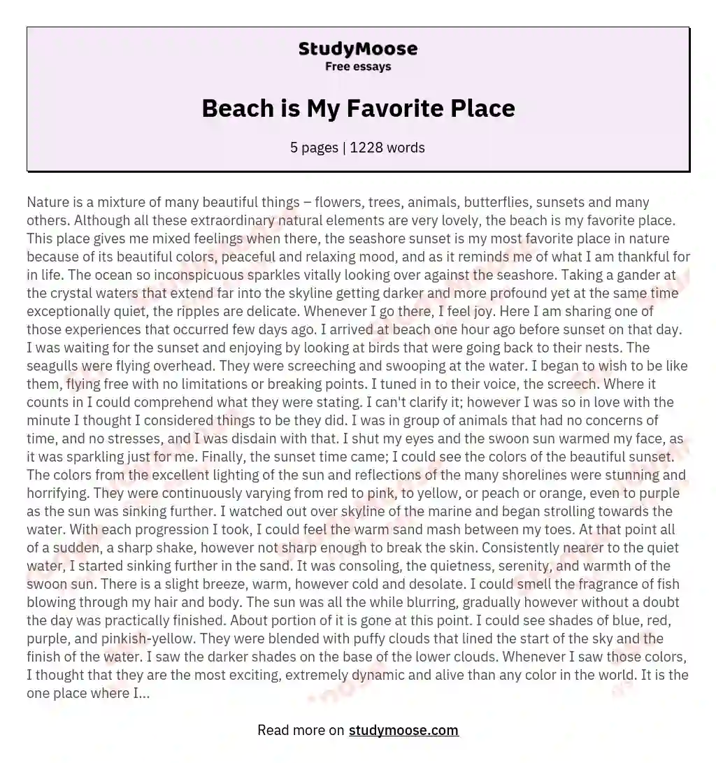 descriptive essay about favourite place